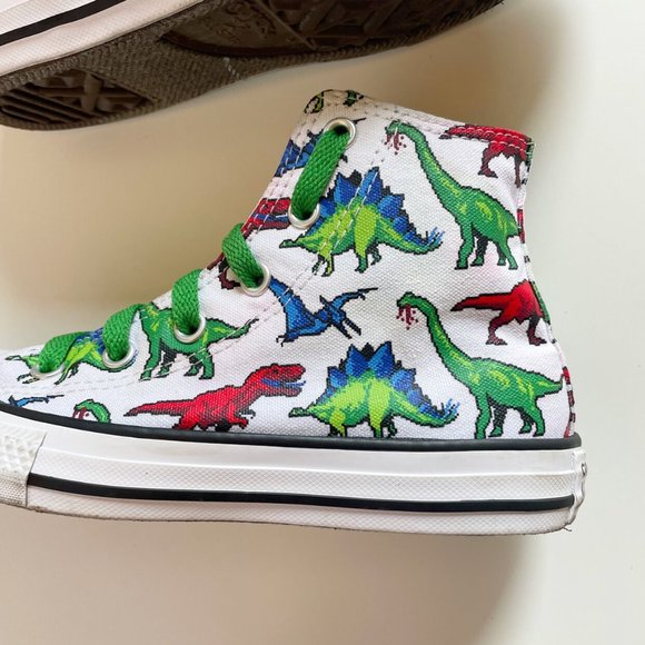Converse High Top All Star Dinosaur Sneakers | Kids Size 1 - Picture 8 of 11